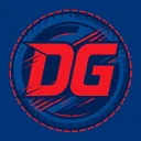 Logo HockeyDG en forme de rondelle bleue et rouge