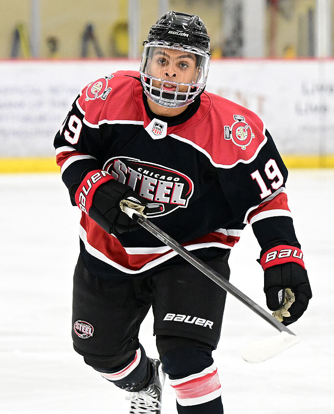 James Scantlebury en action avec le Steel de Chicago dans la USHL