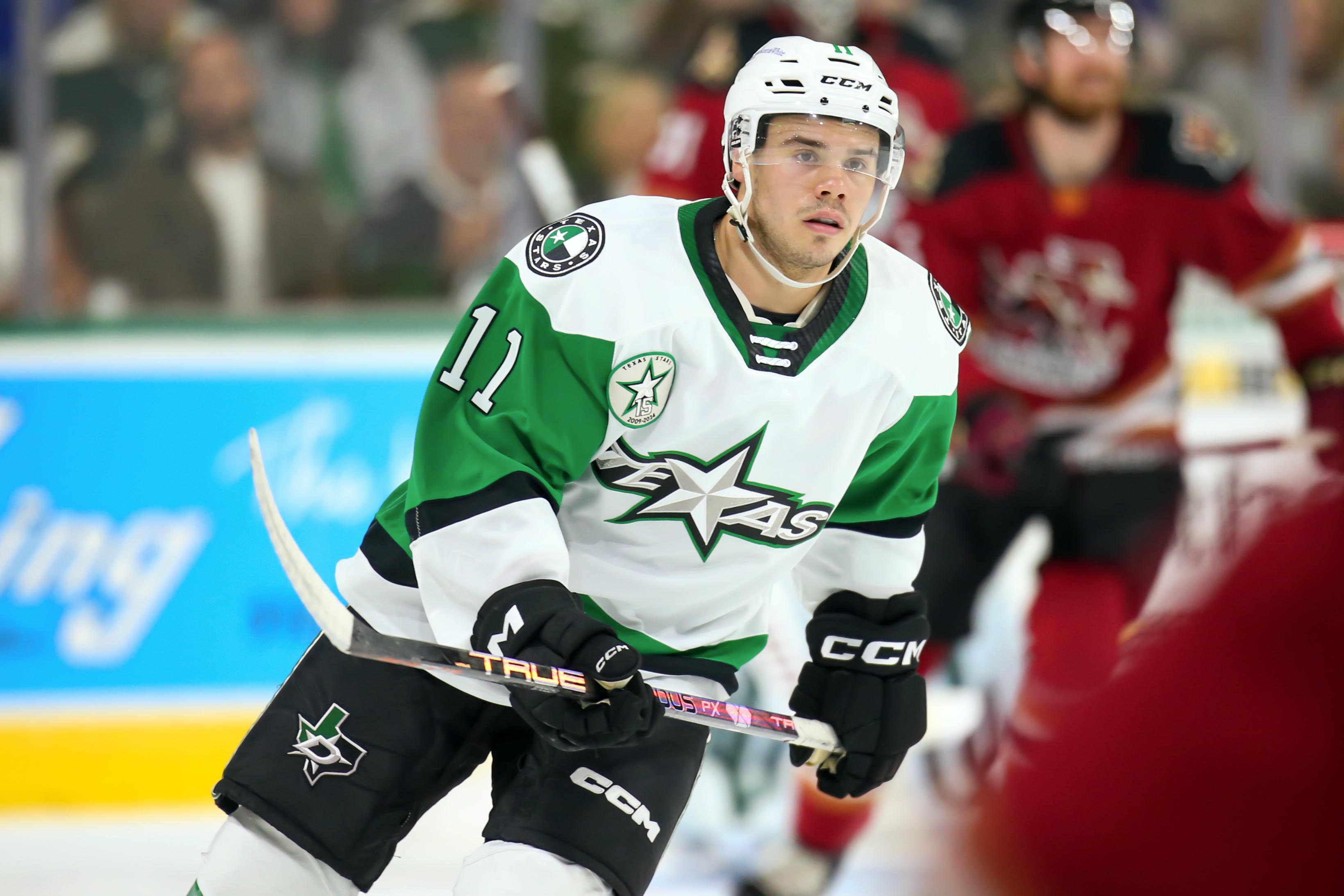 Logan Stankoven en action avec les Stars du Texas dans la AHL
