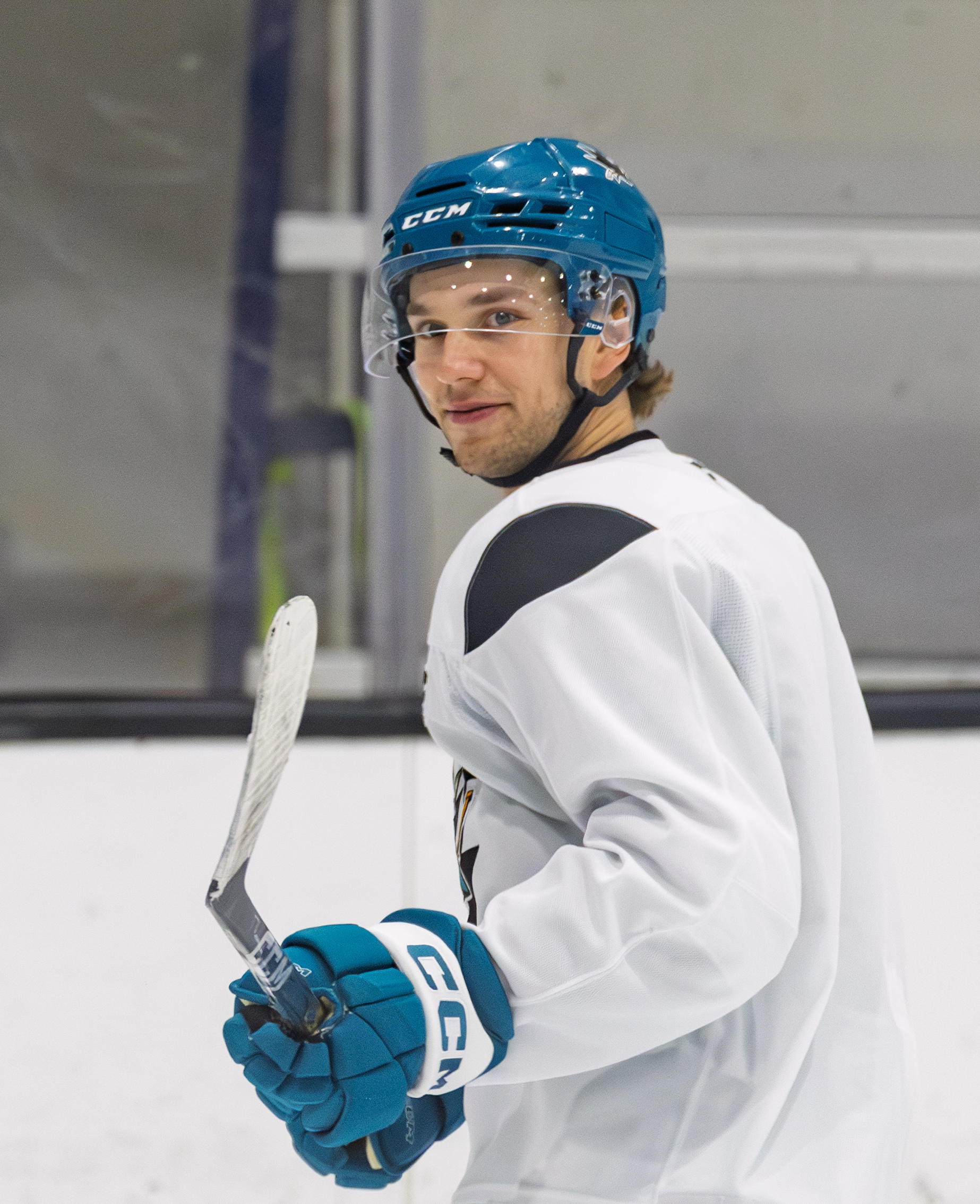 William Eklund à l'entraînement des Sharks de San Jose en avril 2026